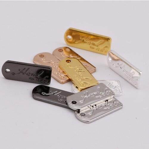 12.5 * 5.5mm single hole rectangle printed English (hand made) necklace pendant diy jewelry accessories tag accessories