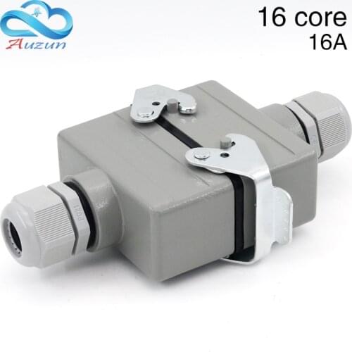16 core Rectangular heavy duty connector butt type He-016 waterproof socket connector for aerospace industry 16A