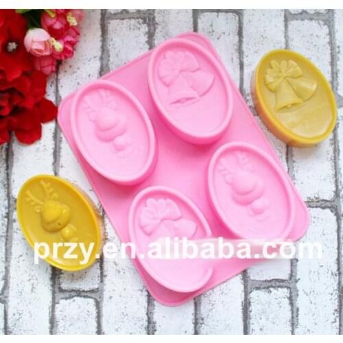 4 holesChristmas bells cold mold DIY handmade soap mold 2016 New mold handmade soap food grade silicone