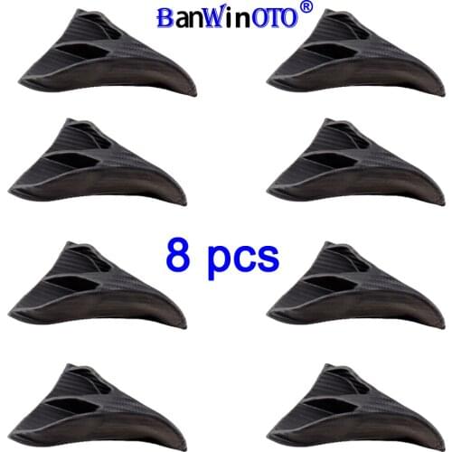 8pcs/Set Universal Carbon Fiber Shark Fin Kit Diffuser Car Roof Wing Windshield Vortex Generator for Windscreen Roof Spoiler
