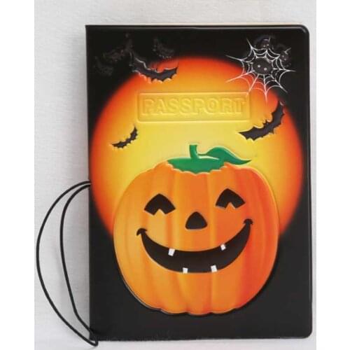 Travel Accessories Halloween Pumpkin Lamp Passport Holder PVC 3D Print Leather Passport Cover Case Card ID Holders 14cm*9.6cm