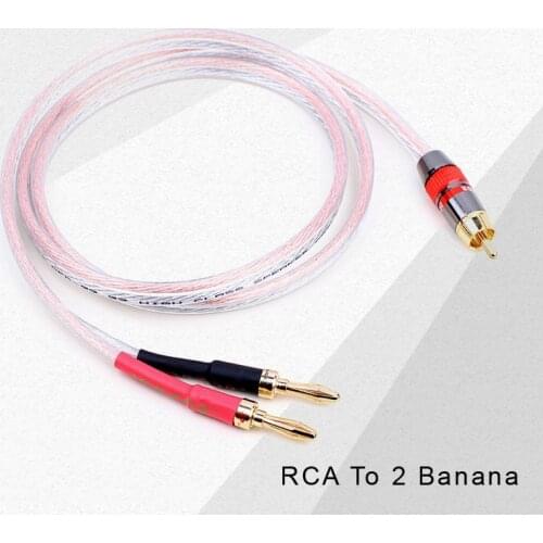 OFC Active Speaker Cable RCA to Dual Banana Spade 2Y for Amplifier Sound box Subwoofer Gold plated Audio Cable 1M 2M 3M 5M 8M