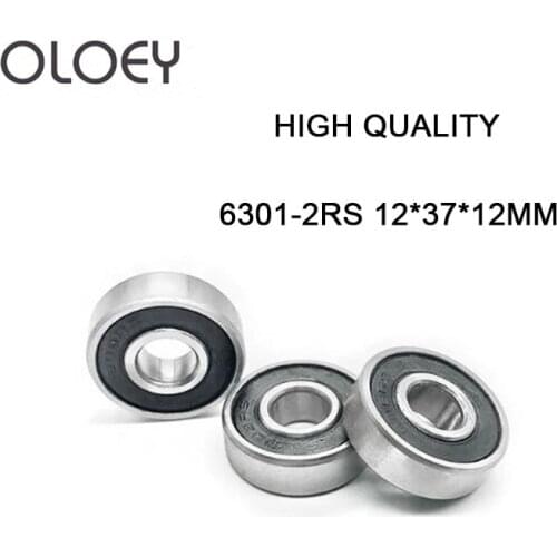 Free Shipping 10Pcs 6301-2RS ball bearing 12x37x12 mm deep groove ball bearing High quality 6301RS 6301
