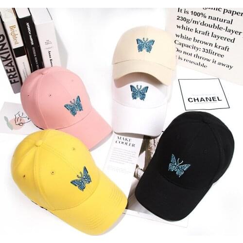 Cotton Baseball Cap Men Women Butterfly Embroidered Hat Casual Style Hip Hop Hats Outdoor Girl Sun Hat Adjustable Sports