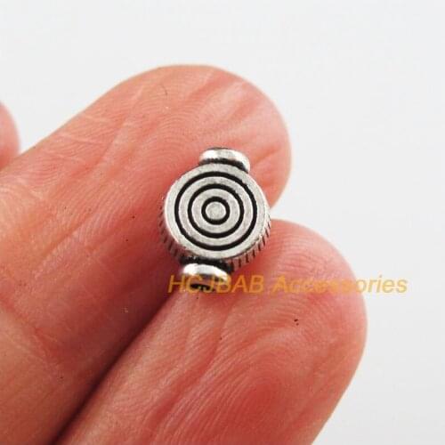 25 New Screw Charms Tibetan Silver Color Tiny Round Spacer Beads 7.5x9.5mm