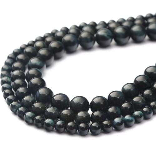 Natural Blue Black Tiger Eye Stone Beads Round Loose Spacer Beads For Jewelry Making Accessories DIY Bracelet Necklace 4/6/8mm