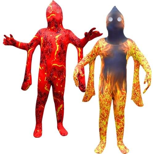 Halloween Costumes for Kids Horror Volcano Magma Cosplay Bodysuit Boys Girls Fancy Party Clothing Children Fantasia Jumpsuits