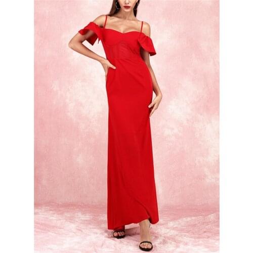 High Quality Red Strap Fashion Sexy Maxi Long Dress Womens Dress Party Evening Club Dress