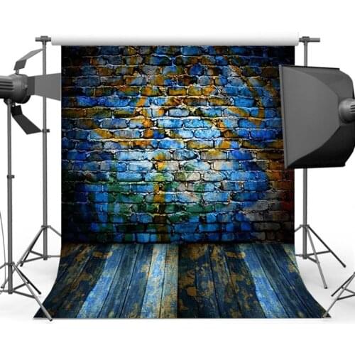 Graffiti Brick Wall Background for Photography Wood Floor Photo Backdrop Booth Studio