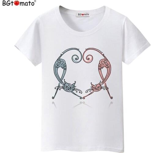 BGtomato T shirt Elegant cat beautiful women t-shirt Hot sale short sleeve cool tee shirt Good quality comfortable women tops