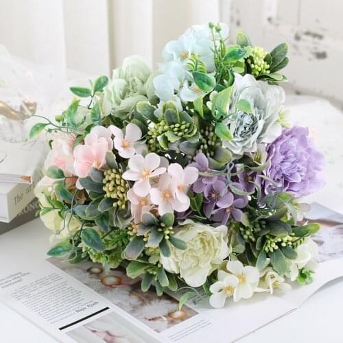Simulation High-end Bouquet Hydrangea Big Camellia Bunch of Flowers European-style Simulation Flower Bonsai Wedding Decoration