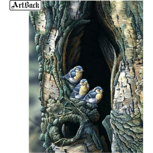 Full square drill diamond painting tree hole bird icon 5d diamond embroidery crystal diamond mosaic decorative painting animal