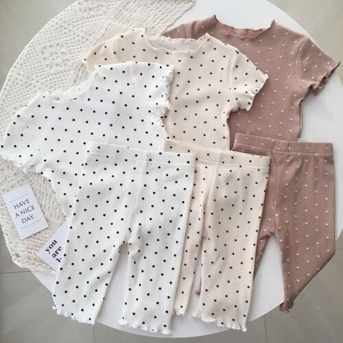 Children Clothing Set Baby Girl Suit Summer New 2021 Baby Girls Pajamas Dot Print Two Piece Home Suit 1-7T Kids Home Wear