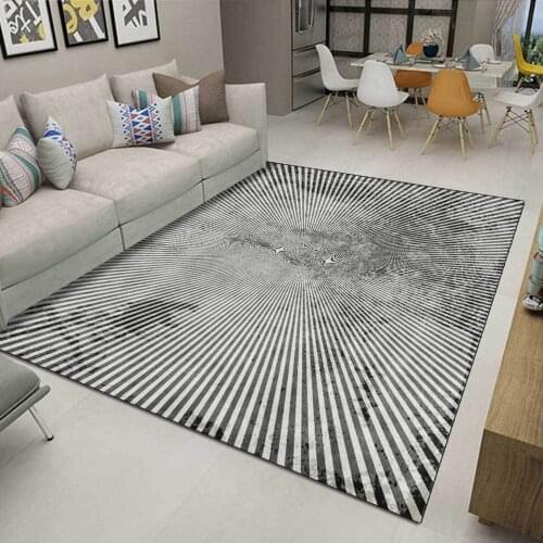 Carpet For Modern Living Room Coffee Table Black And White Lines Soft Polyester Rug Retro Floor Mats Bedroom Decoration Home Pad