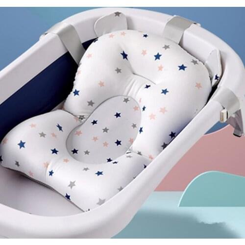 Baby Shower Bath Tub Pad Non-Slip Bathtub Seat Support Mat Newborn Baby Safety Security Bath Infant Bebe Foldable Soft Pillow