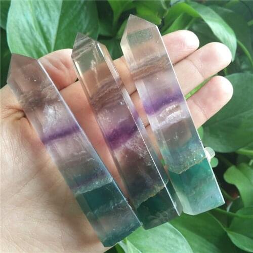 Colorful Fluorite Wand Crystal Quartz Point Fluorite Gemstone Point Chakra Healing Meditation Crystal Gift Home Decoration