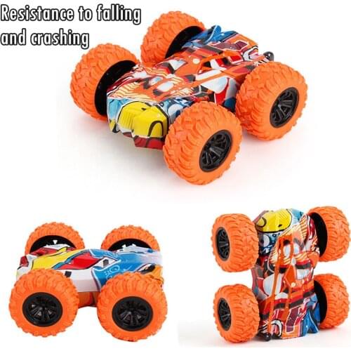 Hot! Friction Car Double-sided Graffiti Stunt Car 4wd Off-road Car Model Vehicle Childrens Toy Die-casting Pull Back Racing Car