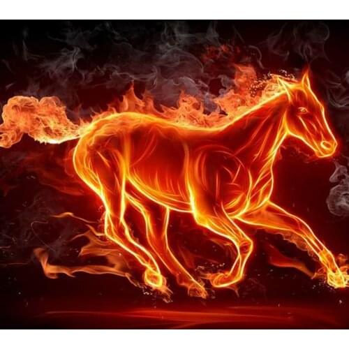 Horse Flame Animal Art Needlework,Bricolage 14CT Cross stitch kits Embroidery fashion Canvas Patterns,DIY Handmade Decor