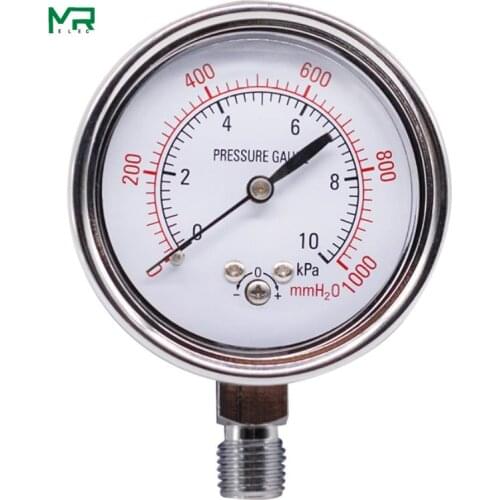 Diaphragm Pressure Gauge YE60 10KPa Gas Meter Overpressure Protected Micropressure Meter Kpa Meter
