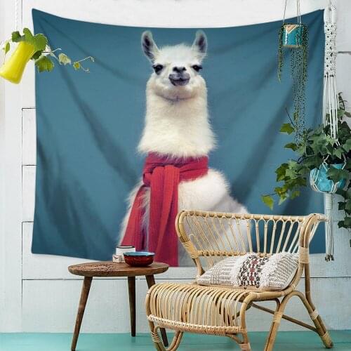 Cute Alpaca Horse Printed Tapestry Children Home Wall Hanging Cloth Carpet 5 Sizes Small Middle Large