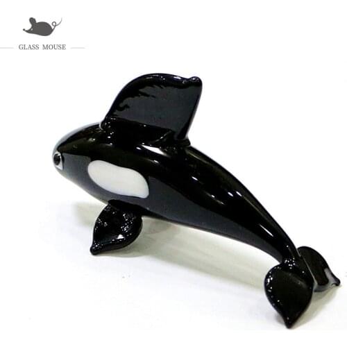 Mini Sea Animal Figurines Handmade Glass Killer Whale Ornaments Cute Vivid Orca Fun Gifts For Kids Home Aquarium Decor Supplies