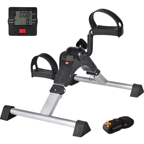 Portable Folding Fitness Pedal Stationary Indoor Exercise Bike Peddler for Arms, Legs, Physical Therapy with Calorie Counter