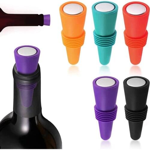 Reusable Silicone Bottle Stopper Bottle Caps Wine Stopper Leak Proof Champagne Bottles Sealer Stoppers Family Bar Supplies