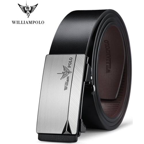 WILLIAMPOLO Famous Brand Belt Men Top Quality Genuine Luxury Leather Belts for Men Strap Male Metal Automatic Buckle