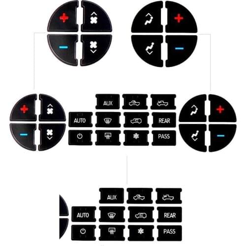 For Chevrolet GMC Avalanche Silverado Tahoe Sierra 19-key Car Interior Stickers AC Central Control Panel Button Decal