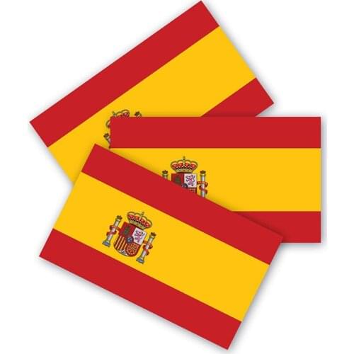 Spanish Flag Bumper Stickers 3 Packs Made of Durable Waterproof Materials Motorcycle Helmet Trunk Stickers Auto Decoration