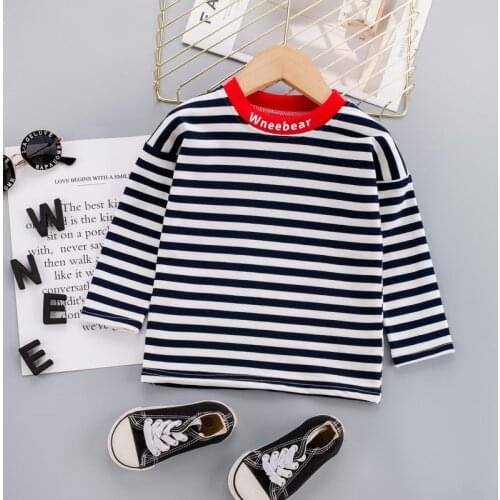 2021 New Children Spring Autumn Cotton Striped Long Sleeved Fashion Shirts Tops Clothes 1-4 Years Baby Boys/Girls Kids Clothing