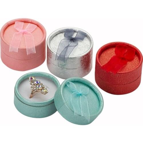 Wholesale Paper Round Ring Earring Gift Box for jewelery Boxes Packing Display Holder Carrying Cases Factory Sale Small Silver
