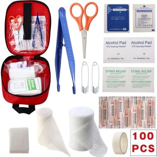 Portable First Aid Kit 100 Pieces Emergency Workplace Car Sports Travel Emergency Medical EVA Bag First Aid Blanket