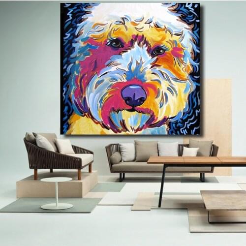 Animal Posters Golden Doodle Dog Pop Art Portrait Oil Painting Wall Painting on Canvas Art Prints for Living Room Decor No Frame