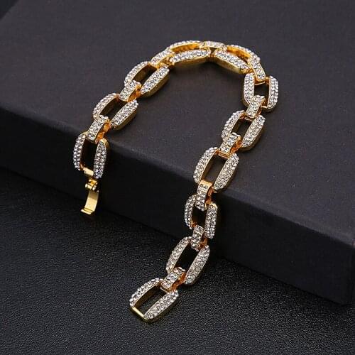 Luxury Iced Out Paved Rhinestones Fashion Bracelet 20cm Shine For Man Women Charm Rock Hip-hop Jewelry Gifts Free Shipping