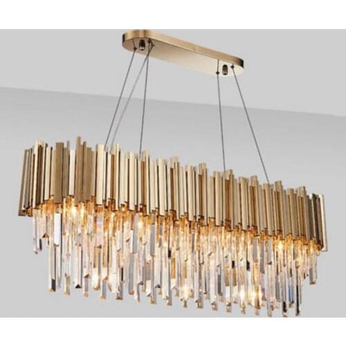 Modern Crystal Lamp Chandelier For Living Oval Luxury Gold Round Stainless Steel Line Chandeliers Lighting