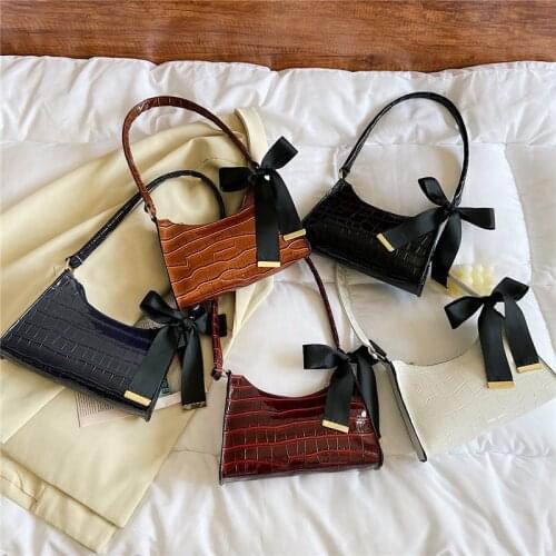 Crocodile Pattern PU Leather Handbag Female Sweet Shoulder Bag Fashion Ladies Armpit Bag Casual Women Tote Baguette Purse Bags