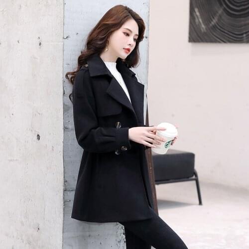 Korean Short Cashmere Overcoat Womens 2021 Spring New Small Slim Waist Slim Casual Tweed Coat