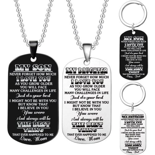 Dog Tags Pendant Necklace Family Jewelry To My Son Daughter I Want You To Believe Love Dad Mom Necklace Military Army Cards 2019