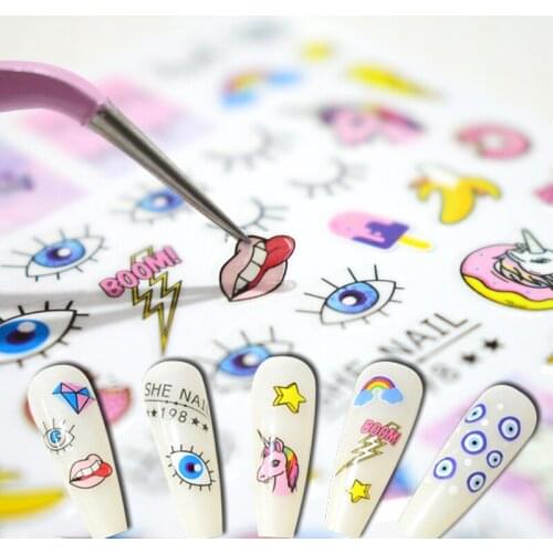 10PCS Cartoon Character Eyes Of The Evil World Nail Art Sticker God Angel Baby Color Nail Art Decoration Decal Nail Slider