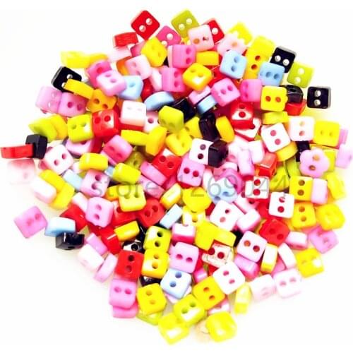 100pcs/lot Mixed 6mm Mini Tiny Plastic Square Buttons Sewing Doll Clothes 2 Holes Button Embellishments Scrapb