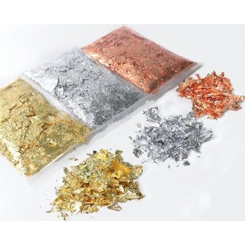 2g Imitation Gold Sliver Copper Foil Sequins Glitters Craft Leaf Flake Sheets Bulk Foil Paper For Gilding DIY Nail Art Decor
