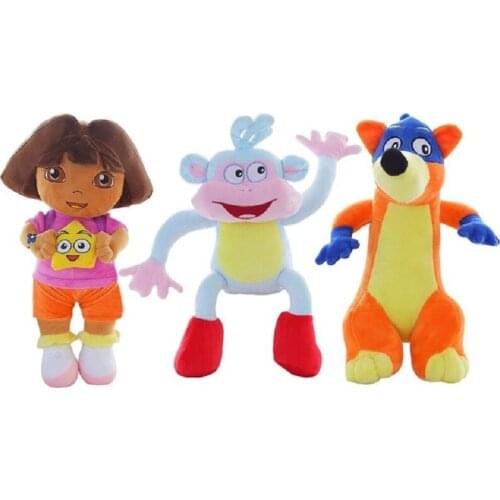 3Pc /set 25cm Genuine Love Adventure Of Dora Monkey Boots Swiper Dolls Plush Animals Figures Briquedo Toys