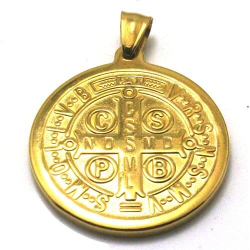 35mm 316L Stainless Steel Saint Benedict of Nursia CSPB CSSML NDSMD Christianity Catholic Church Jesus Exorcism Pendant