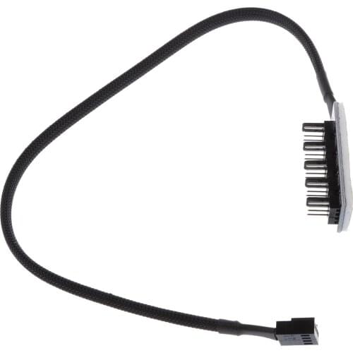 5 Way PWM Splitter Hub 4pin/3pin CPU Computer Fan Black Sleeved 12V