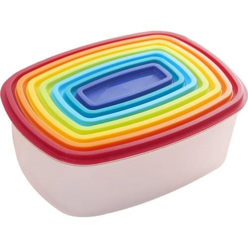 7 Pack Multi-Color Plastic Food Storage Containers Set With Airtight Leakproof Lids Microwave Safe For Home Kitchen