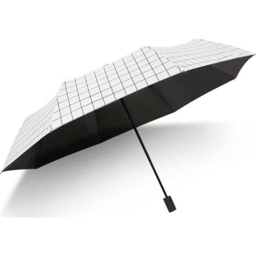 Ins Large navy Lattice Umbrella Folding Rainy Plaid Umbrellas For Women Men Anti-UV Luxury Simple Lattice Umbrella