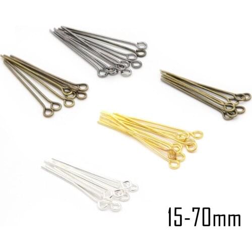 200pcs 20 30 35 40 45 50 60 65 70 mm 21 Gauge Metal Heads Eye Pins Diy Jewelry Making Findings Accessories Supplies Wholesale