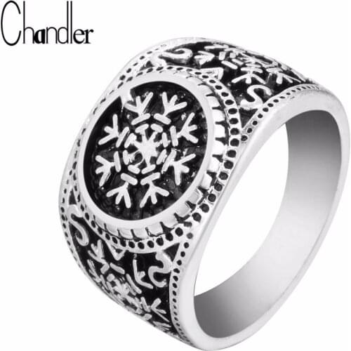 Chandler Antique Snowflake Viking Ring For Men Male Norse Jewelry Size 9 Finger Band Antique Ring Bague Slavic Vintage Old Anel