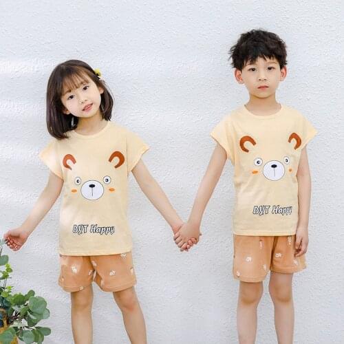 Kids Pajamas Summer Girls Boys Sleepwear Nightwear Baby Infant Clothes Animal Cartoon Pajama Sets Cotton Childrens Home Pyjamas